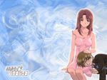  1girl kazami_mizuho kusanagi_kei lap_pillow onegai_teacher red_hair wallpaper 