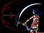 artist_request ass blue_hair bodypaint bracelet breasts earrings from_behind jewelry long_hair looking_back medium_breasts necklace neo_ranga nude scythe shimabara_yuuhi sideboob solo third-party_edit third-party_watermark tribal typo wallpaper watermark yellow_eyes 