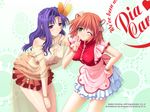  carrot_hair_ornament food_themed_hair_ornament green_eyes hair_ornament highres himekawa_kazumi kimizuka_aoi midou_chihiro_(pia_carrot) multiple_girls pia_carrot_(series) pia_carrot_e_youkoso!! purple_eyes purple_hair 