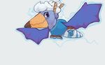  blue_eyes cute dessert dinosaur eyelashes female food food_creature ice_cream pteranodon shamelesss smile solo wings 