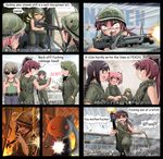  &gt;_&lt; 6+girls @_@ aircraft akemi_homura ammunition ammunition_belt anger_vein angry assault_rifle blonde_hair blush braid clenched_teeth closed_eyes comic comic_sans doorgunner_(full_metal_jacket) drill_hair english firing full_metal_jacket glasses gun hairband helicopter helmet high_ponytail insult james_t_davis kamijou_kyousuke kaname_junko kaname_madoka kyubey long_hair m16a1 m1_helmet m60 machine_gun mahou_shoujo_madoka_magica male_prostitution military military_uniform multiple_girls nausea open_mouth parody pink_hair profanity prostitution rifle sakura_kyouko shingyouji_tatsuya shizuki_hitomi short_hair short_twintails teeth tomoe_mami twin_drills twintails uniform vietnam_war war weapon 