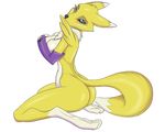  anthro breasts butt canine covering covering_breasts digimon evilymasterful fox looking_at_viewer mammal nude renamon solo 