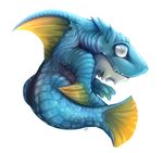  ambiguous_gender big_eyes capcom chibi chibity cute feral fish hi_res marine monster_hunter shark simple_background solo teeth video_games white_background zamtrios 