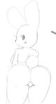  anthro butt darky female lagomorph looking_at_viewer looking_back mammal rabbit simple_background sketch smile solo white_background 