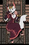  anthro big_breasts bracelet breasts canine chair cleavage clothed clothing crown dress ear_piercing elizabethan_collar female fox fur gloves gloves_(marking) goblet jewelry looking_at_viewer mammal markings nakhta necklace orange_eyes piercing queen royalty sitting smile smirk socks_(marking) solo throne tiara volkenfox white_fur 