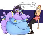  big_breasts breasts burgerpants catty_(undertale) clothed clothing drooling duo edit female huge_breasts male obese overweight saliva superspoe undertale video_games 
