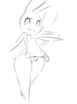  anthro bottomless clothed clothing darky lagomorph looking_at_viewer mammal open_mouth pussy rabbit simple_background sketch solo thick_thighs white_background 