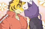  &lt;3 cat cute feline flower kissing male male/male mammal morenatsu plant ponytail shin_(morenatsu) tiger torahiko_(morenatsu) 