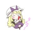  blonde_hair blush_stickers chibi commentary_request hat smile solo touhou watatsuki_no_toyohime zannen_na_hito 