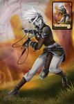  armor boots card clothing elf fantasy female floating_island footwear grass hook humanoid keisha_makainn kor magic_the_gathering outside soldier token_creature 