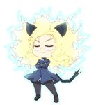  animal_ears bad_id bad_pixiv_id blonde_hair cat_ears cat_tail chibi closed_eyes crossed_arms doyagao electricity glasses long_hair messy_hair military military_uniform panties panties_under_pantyhose pantyhose perrine_h_clostermann sayu_(mio-mosa) solo strike_witches sweatdrop tail underwear uniform world_witches_series 