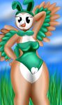  absurd_res armpits avian beak bird breasts bunny_costume clothing cloud costume crotchless female grass hi_res lingerie nintendo owl playboy_bunny pok&eacute;mon pok&eacute;morph pussy rowlet sexybigears69 solo video_games wings 