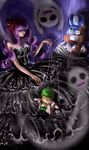  black_dress breasts cleavage doll dress ghost hat highres kumacy large_breasts mini_hat mini_top_hat one_piece perona pink_hair rikamello roronoa_zoro top_hat 