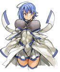  ahoge blue_eyes blue_hair impossible_clothes sachito smile 