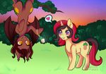  bat_pony brony brown_hair choco cinnamama cub equiline equine female food fruit hair horn mammal my_little_pony pineapple saffron sunset sweetvixenellie unicorn young 