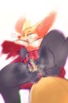  anthro anus bedroom_eyes big_breasts breasts chest_tuft clothed clothing clothing_lift delphox female half-closed_eyes lokpik nintendo nipples nude plump_labia pok&eacute;mon pose presenting presenting_pussy pussy pussy_juice seductive skirt skirt_lift solo spread_legs spreading topless tuft video_games 