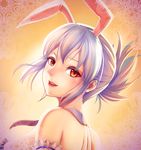  animal_ears battle_bunny_riven bunny_ears chan_qi_(fireworkhouse) fake_animal_ears folded_ponytail league_of_legends looking_at_viewer looking_back pink_lips portrait red_eyes riven_(league_of_legends) short_hair smile solo white_hair 