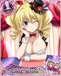  artist_request bishop_(chess) blonde_hair blue_eyes blush bow bowtie breasts card_(medium) character_name chess_piece cleavage drill_hair hair_between_eyes hat high_school_dxd high_school_dxd_infinity large_breasts mini_hat mini_top_hat official_art one_eye_closed ravel_phenex smile solo top_hat torn_clothes trading_card twin_drills twintails wrist_cuffs 