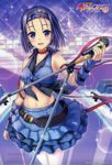  absurdres blue_hair blue_skirt collarbone copyright_name frilled_skirt frills hair_ornament highres holding holding_microphone huge_filesize looking_at_viewer microphone midriff navel purple_eyes sairenji_haruna short_hair skirt solo to_love-ru to_love-ru_darkness 