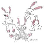  anus balls clothing cum cum_all_over lagomorph male mammal penis rabbit sam_and_max skirt solo sydneysnake_(artist) toony 