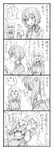  4koma anger_vein bangs bbb_(friskuser) blank_eyes choke_hold clenched_hand comic commentary_request girls_und_panzer greyscale highres itsumi_erika kuromorimine_school_uniform md5_mismatch military military_uniform monochrome multiple_girls nishizumi_maho open_mouth photo_(object) shaded_face short_hair smile strangling surprised sweatdrop trembling uniform waving_arm 