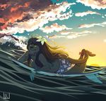  anthro breasts clothed clothing cloud female half-closed_eyes happylittlecloud looking_at_viewer mammal mustelid otter outside smile solo surfboard topless 