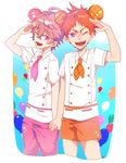  2boys animal_ears hand_holding high_speed! koala_ears male_focus multiple_boys ribbon shigino_kisumi shiina_asahi shorts uniform wink 