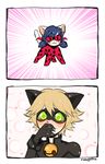  &lt;3 :3 bell blonde_hair blue_hair blush cat cat_noir cute fake_cat_ears fake_ears feline female green_eyes hair human male mammal mask miraculous_ladybug nekojiima tears 