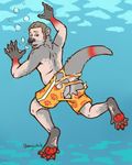  balls bubble chewycuticle clothing human jazzotter male mammal mustelid otter snout solo swimming_trunks swimsuit tail_growth thick_tail transformation underwater water webbed_feet webbed_hands 