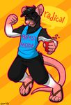  beverage brodent clothing food footwear male mammal pants rat rodent sandals shirt solo_cup tank_top text xiamtheferret 