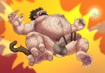  ape dragon_ball erection eyes_closed fangs feet floating fur fur_growth goku k_wakaduru male mammal moon nipples nude oozaru open_mouth overweight penis precum primate solo sweat transformation uncut vein 