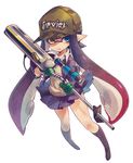  bad_id bad_pixiv_id baseball_cap black_hair black_legwear blazer blue_eyes brown_eyes camouflage_hat commentary_request conomi-c5 domino_mask dress_shirt e-liter_3k_(splatoon) full_body hat heterochromia highres holding holding_weapon inkling jacket kneehighs long_hair long_sleeves mask miniskirt necktie pleated_skirt pointy_ears scope shirt simple_background skirt solo splatoon_(series) splatoon_1 standing sweater tentacle_hair v-neck weapon white_background white_shirt 