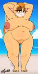  2016 anthro areola belly big_belly big_breasts breasts erect_nipples excito female lagomorph mammal mature_female nipples nude overweight pussy rabbit solo sonic_(series) vanilla_the_rabbit 