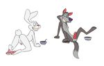  all_fours anthro anus backsack balls bedroom_eyes bowl breakfast butt canine cereal cereal_mascot chest_tuft chip_the_wolf food fur half-closed_eyes inviting lagomorph looking_at_viewer looking_back male mammal nude penis presenting presenting_hindquarters rabbit rear_view rotten_robbie seductive sitting smile solo spoon trix_rabbit tuft white_fur wolf 
