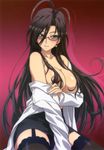  areola breasts megane no_bra open_shirt shinmai_maou_no_testament stockings tagme thighhighs undressing 