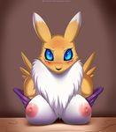  2016 anthro breasts digimon doomthewolf female hi_res looking_at_viewer nipples pointy_ears renamon solo 