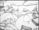  big_breasts black_and_white bowler_hat breasts dollar_bills duo fur hat lips looking_at_viewer male mammal money monochrome nipples pillow rat rodent sergal size_difference sketch smile smirk thumbs_up walter_sache 