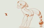  ampharos anthro anthrofied barefoot bent_over billmurray blush briefs bulge clothing long_tail looking_at_viewer male monochrome nintendo pinup pok&eacute;mon pose scalie side_view signature solo standing teasing underwear underwear_down video_games 