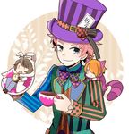  akizuki_ryou alice_in_wonderland alternate_costume cheshire_cat cheshire_cat_(cosplay) chibi cosplay f-lags_(idolmaster) idolmaster idolmaster_side-m kabuto_daigo mad_hatter mad_hatter_(cosplay) male_focus miniboy multicolored multicolored_tail multiple_boys shiira_(yuneno) smile tail tsukumo_kazuki white_rabbit white_rabbit_(cosplay) 