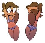  anthro blush bra breasts brown_hair cartoon_network clothing eileen eyewear female glasses hair mammal mole panties regular_show simple_background solo underwear 