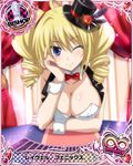  artist_request bishop_(chess) blonde_hair blue_eyes blush bow bowtie breasts card_(medium) character_name chess_piece cleavage drill_hair hair_between_eyes hat high_school_dxd high_school_dxd_infinity large_breasts mini_hat mini_top_hat official_art one_eye_closed ravel_phenex smile solo top_hat trading_card twin_drills twintails wrist_cuffs 