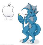  apple blue_skin breasts dragon female food fruit ipod javanshir lakebound red_eyes solo 