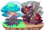  artist_request claws grass horns monster nintendo pokemon tree xerneas yveltal 