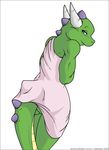 anthro butt dragon female green_skin horn javanshir looking_at_viewer scalie solo towel 