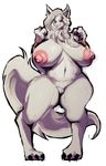  2016 alpha_channel anthro areola big_breasts breasts canine erect_nipples female huge_breasts looking_at_viewer mammal mature_female navel nipples nude pussy riendonut smile solo wolf 