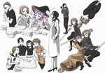  asai_(gendai_majo_zukan) azuma_(gendai_majo_zukan) black_hair broom broom_riding brown_hair cigarette eating fingerless_gloves food gendai_majo_zukan gloves grandmother_and_grandson highres hosokawa_(gendai_majo_zukan) jinguuji_(gendai_majo_zukan) labcoat long_hair matsui_(gendai_majo_zukan) muroi_koumi orange_hair purple_hair satou_(gendai_majo_zukan) scarf shinmura_koutarou short_hair tomita_(gendai_majo_zukan) tsuchiya_setsuko tsuchiya_taka tsukinowa_kousuke yuuri_(gendai_majo_zukan) 