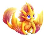  ambiguous_gender chibi chibity claws cute dragon feral hair horn indigo_eyes pink_hair purple_eyes scales scalie simple_background solis solo white_background winged_arms wings wyvern yellow_scales 