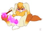  anthro anus blonde_hair blush chest_tuft dildo female freckles hair lagomorph looking_down magic mammal masturbation melvismd nude penetration purple_eyes pussy rabbit sex_toy smile solo spread_legs spreading tuft vaginal vaginal_penetration wand 