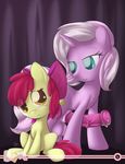  2013 amber_eyes apple_bloom_(mlp) balls blue_eyes cub cutie_mark dickgirl duo earth_pony equine fan_character female feral friendship_is_magic fur hair_bow hair_ribbon horn horse intersex lamia_(character) mammal my_little_pony penis pink_fur pony precum ribbons sip_i.a. unicorn yellow_fur young 