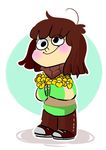  chara_(undertale) clothing creepy cute flower happy human invalid_tag mammal mudkipful plant smile stare sweater undertale video_games young 